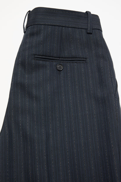 Pinstripe wool suit trousers - Black/Teal blue
