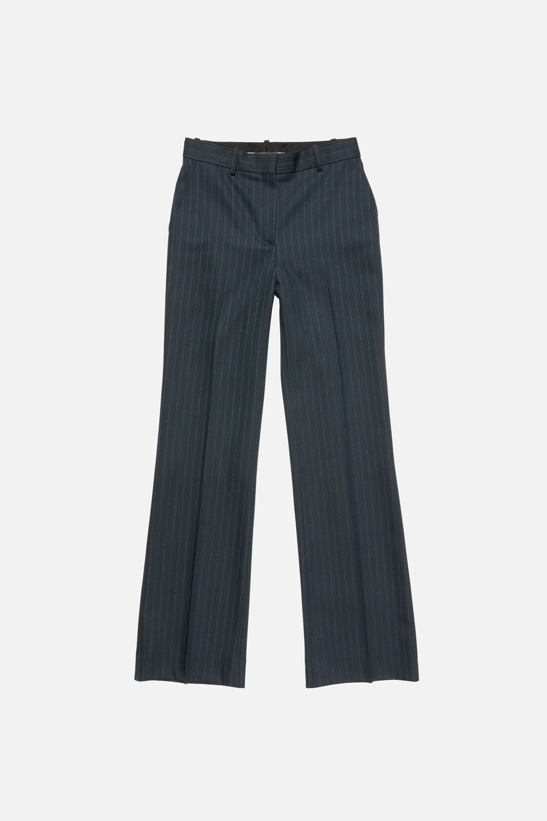 Pinstripe wool suit trousers - Black/Teal blue