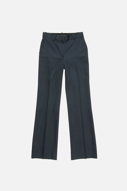 Pinstripe wool suit trousers - Black/Teal blue