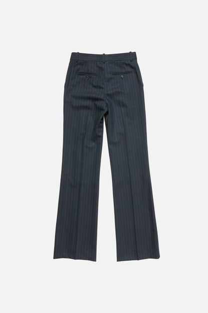 Pinstripe wool suit trousers - Black/Teal blue