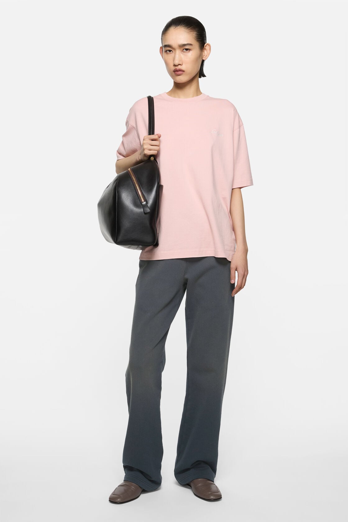Fleece trousers with stamp logo - Faded black