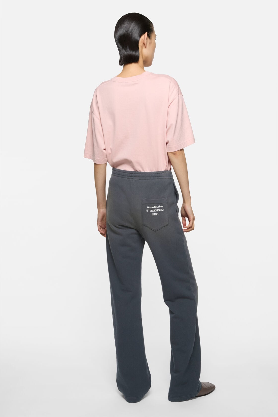 Fleece trousers with stamp logo - Faded black