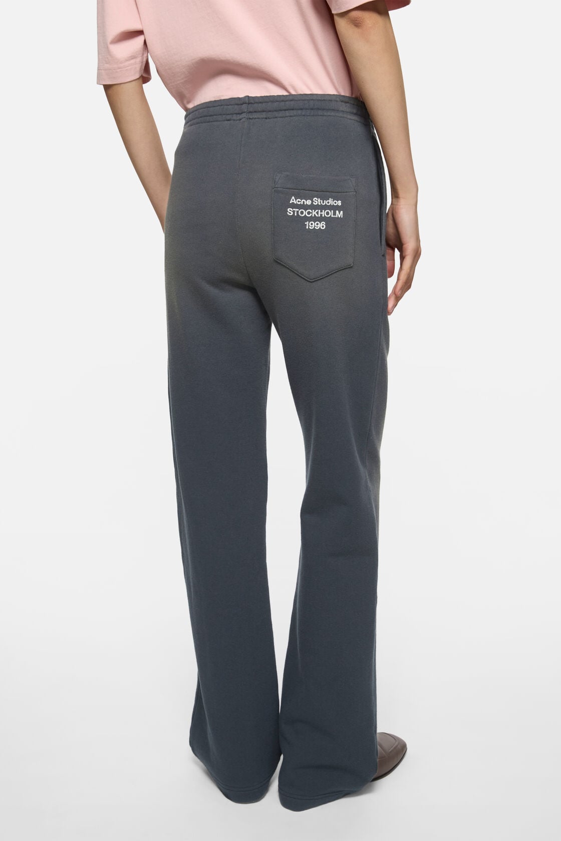 Fleece trousers with stamp logo - Faded black