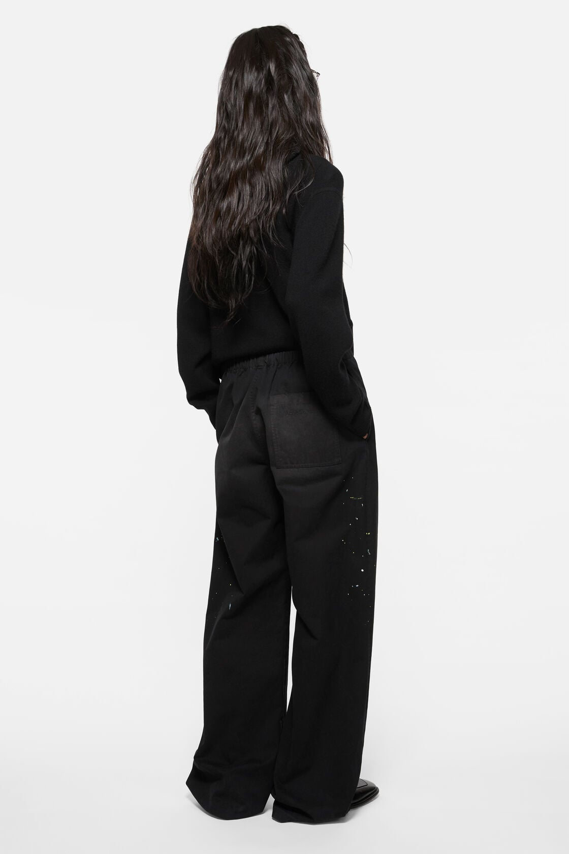 Washed cotton trousers - Black