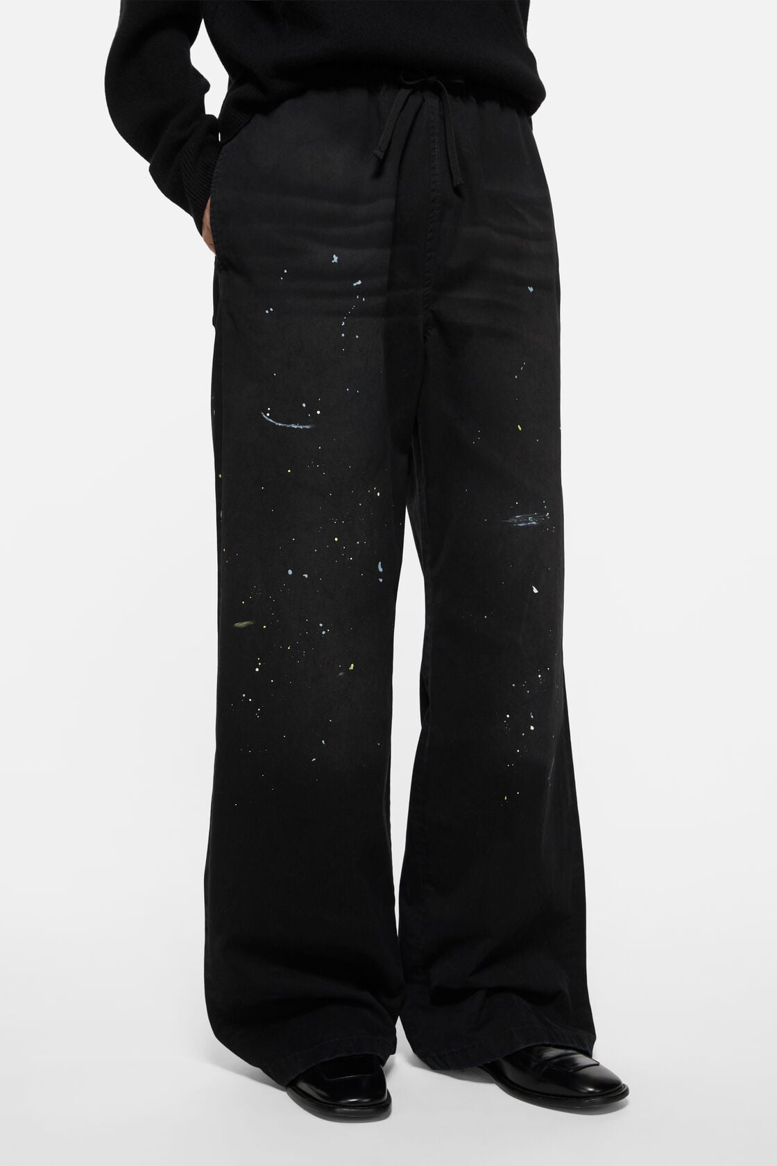 Washed cotton trousers - Black