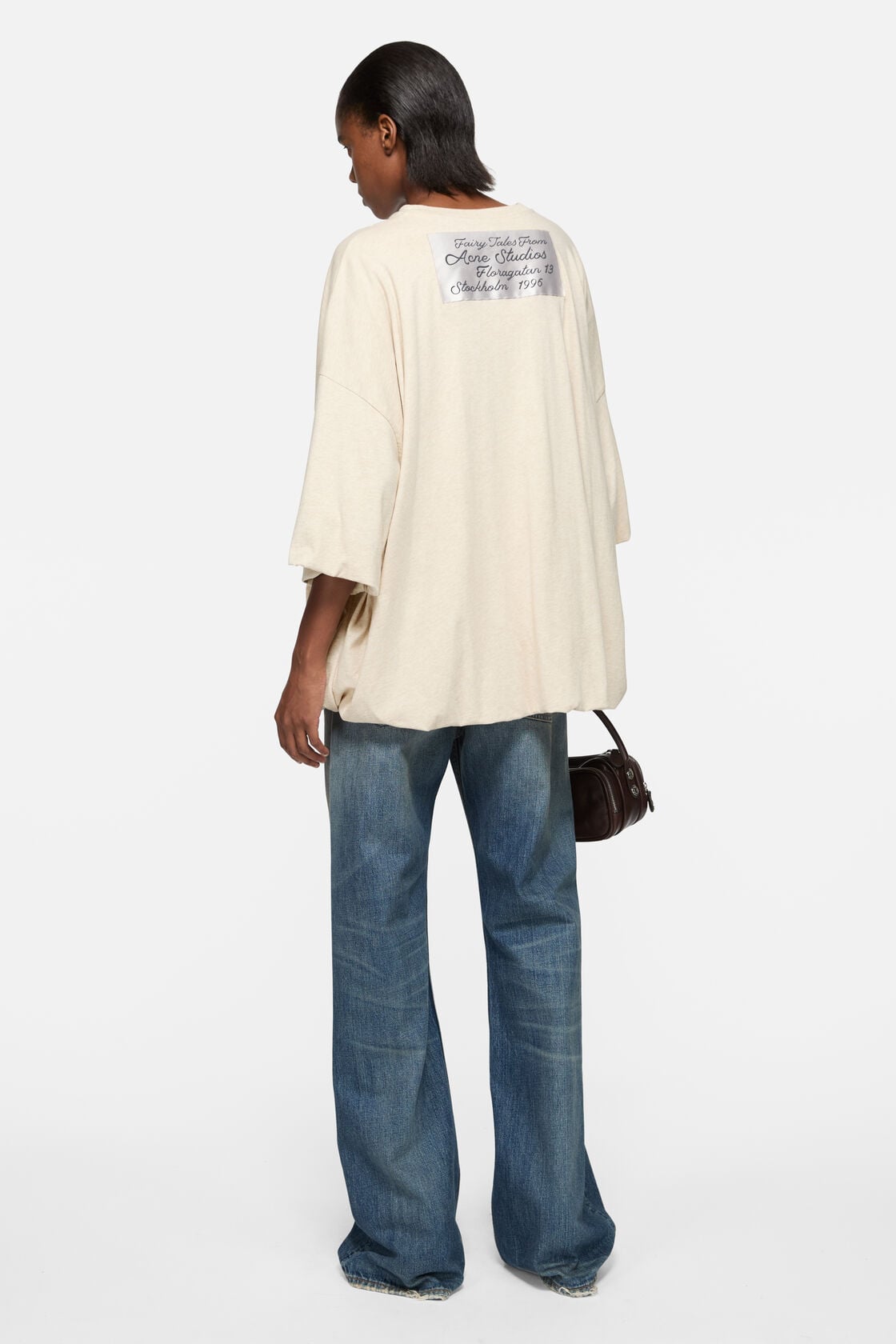 Gathered t-shirt with logo - Beige melange