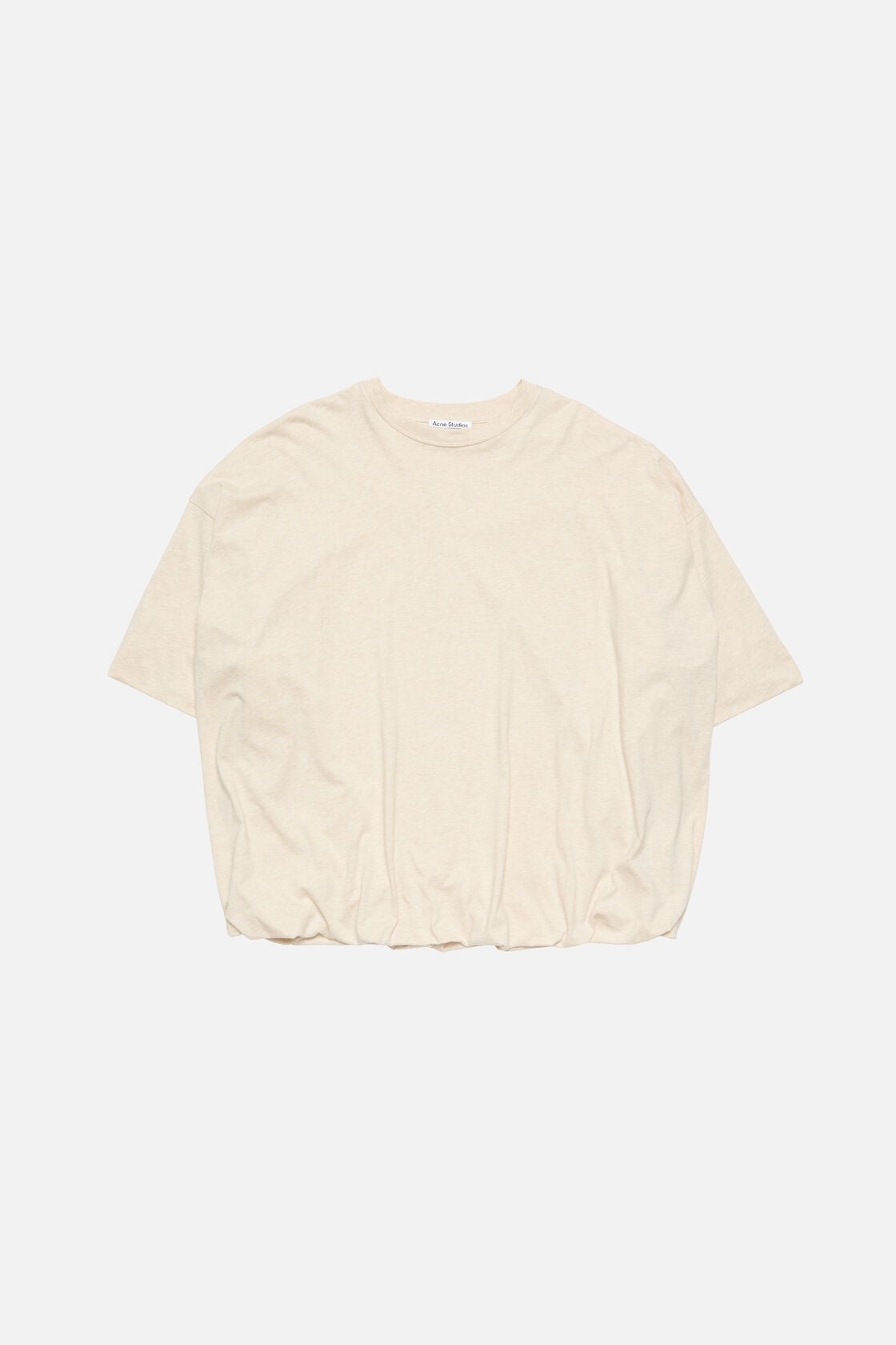 Gathered t-shirt with logo - Beige melange