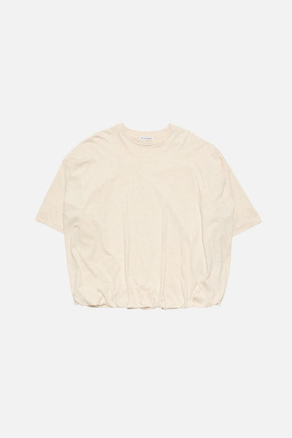 Gathered t-shirt with logo - Beige melange