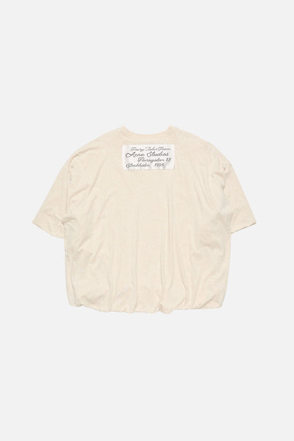 Gathered t-shirt with logo - Beige melange