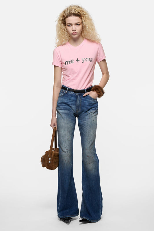 Fitted graphic  t-shirt - Pale Pink