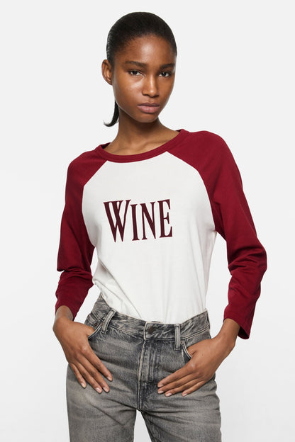 Wine graphic t-shirt - Burgundy/white