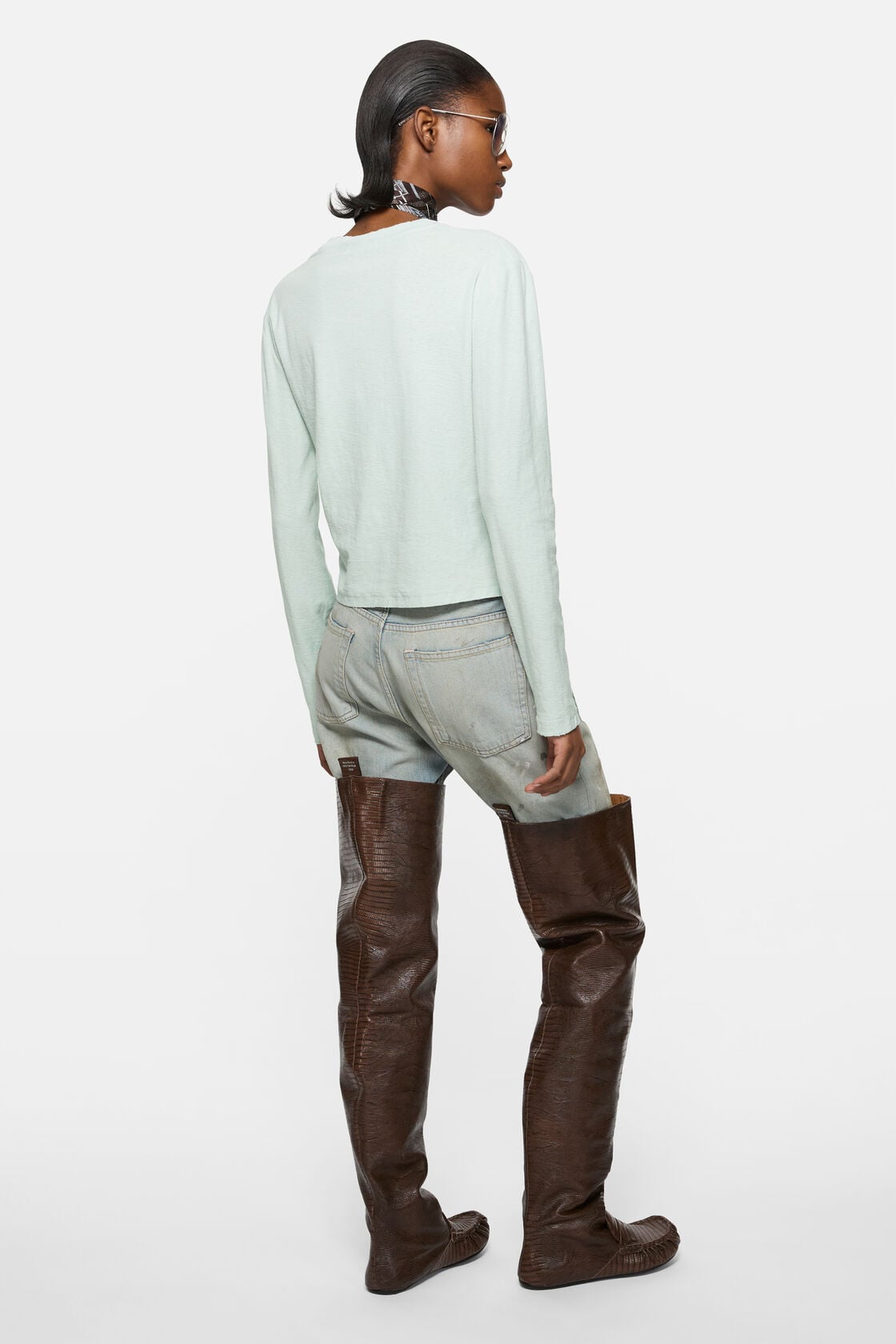 Distressed logo t-shirt - Pale mint