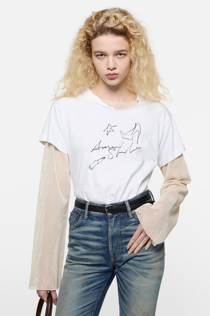 Layered mesh t-shirt - Off white