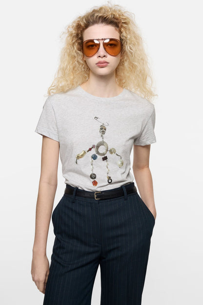 Fitted graphic t-shirt - Grey Melange