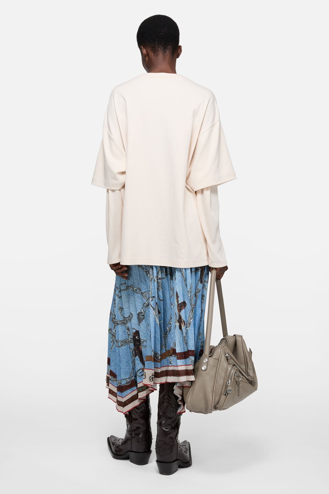 Layered graphic t-shirt - Warm beige