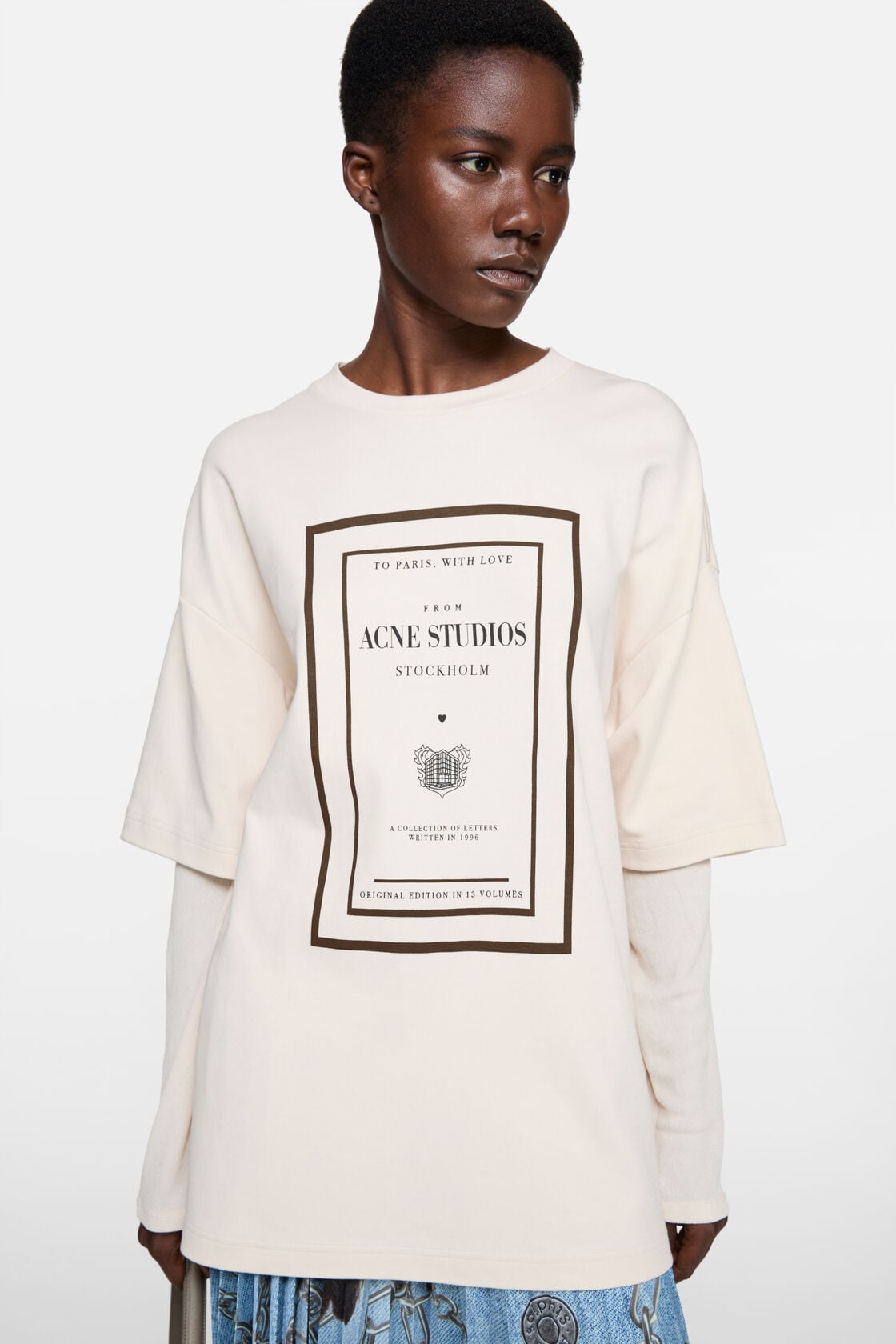 Layered graphic t-shirt - Warm beige