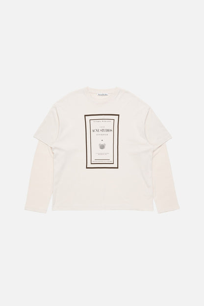 Layered graphic t-shirt - Warm beige
