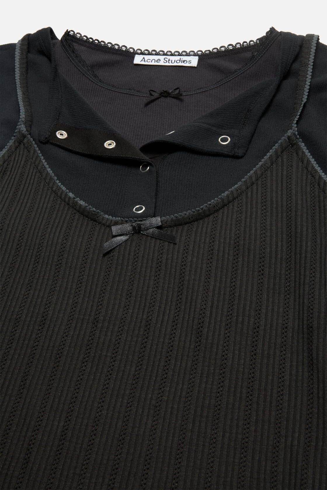 Layered jersey shirt with bow - Black