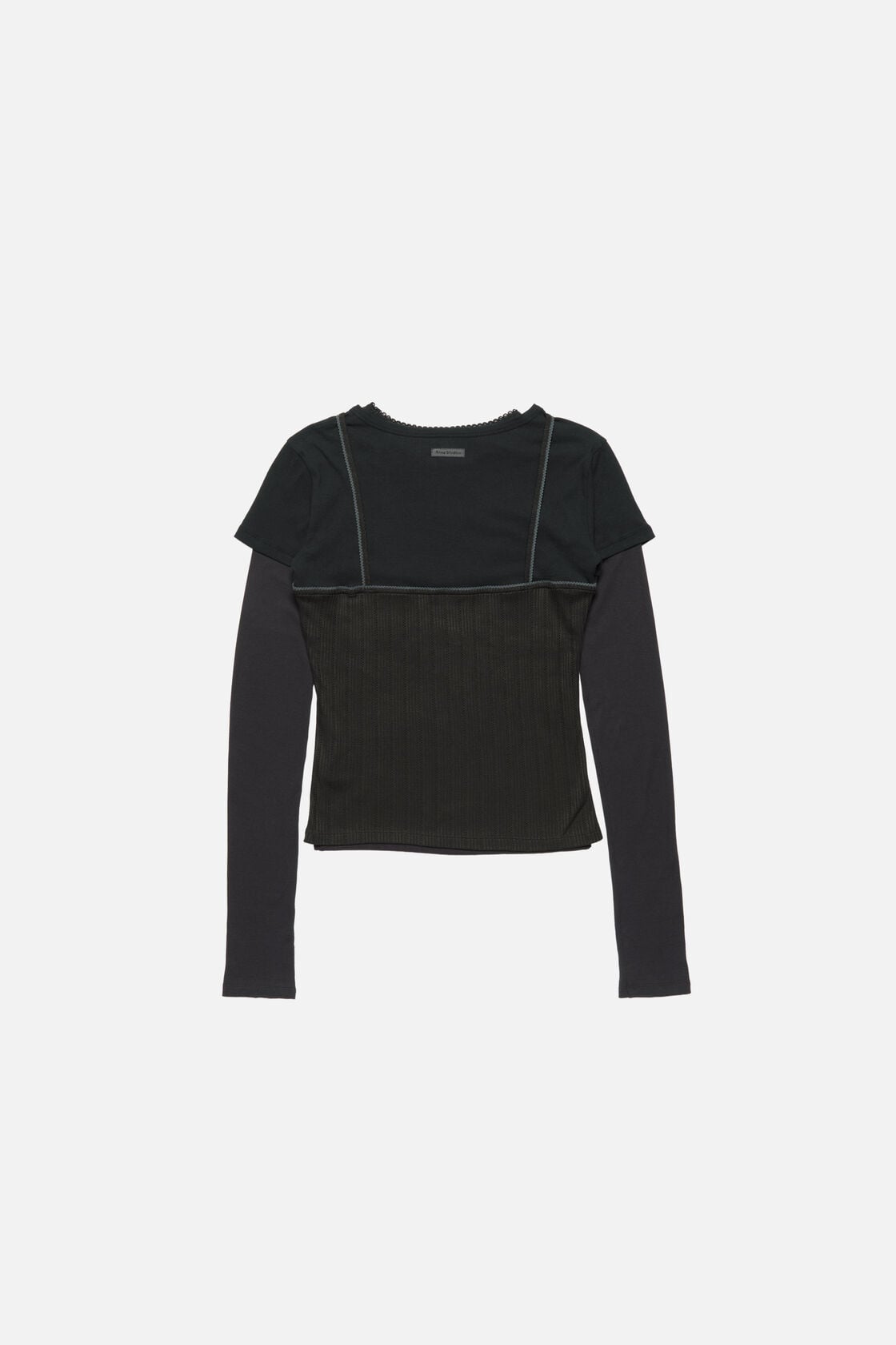 Layered jersey shirt with bow - Black
