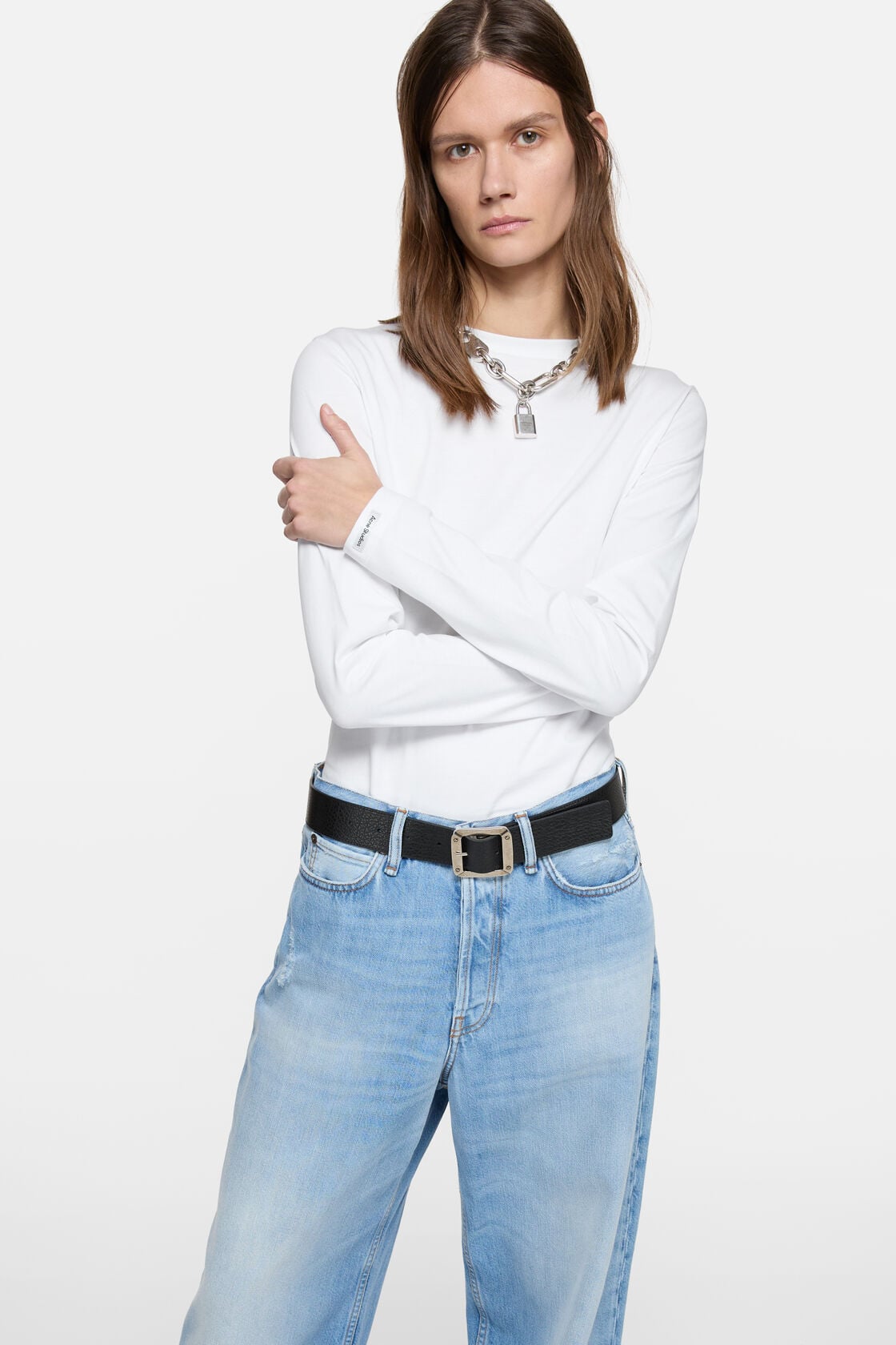 Satin label t-shirt - regular - Optic White