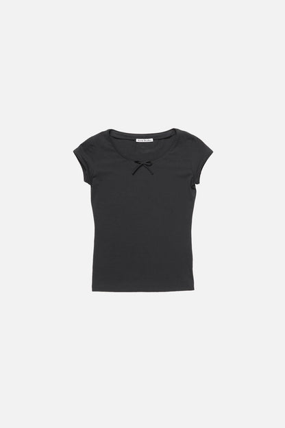 Jersey t-shirt with bow - Black