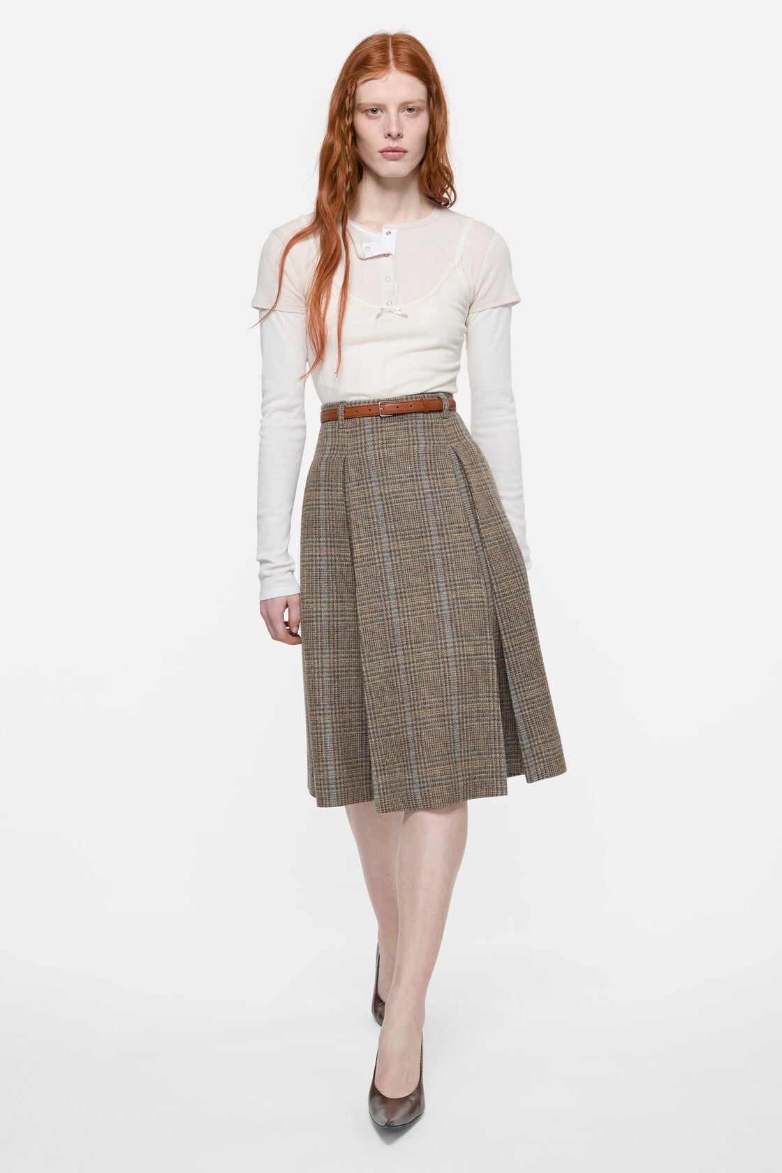 Layered jersey shirt with bow - White/Off White