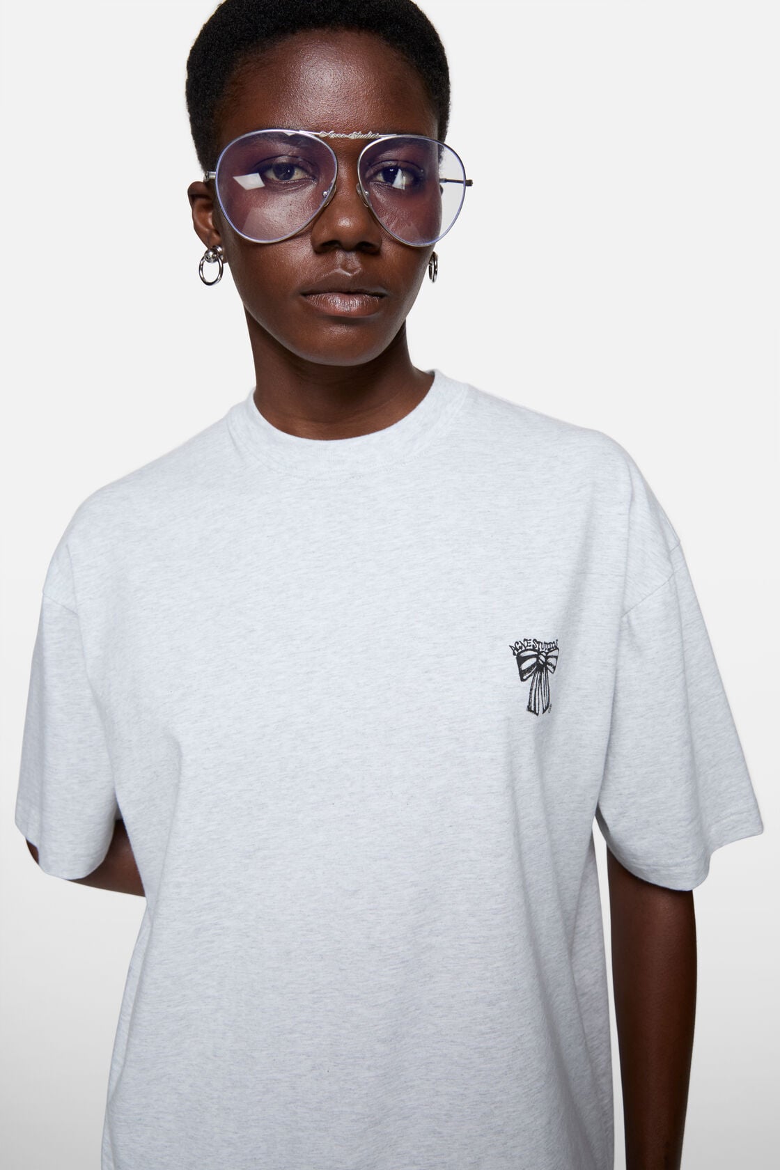 Bow logo t-shirt - Pale Grey Melange