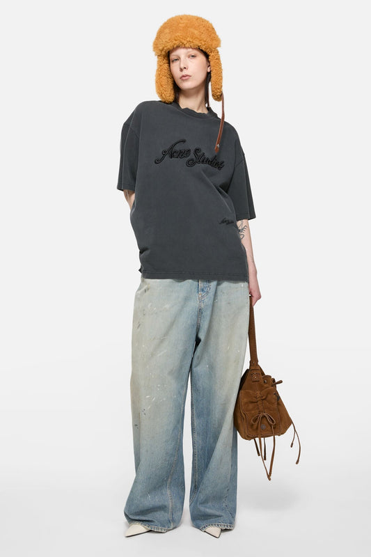 Embroidered logo t-shirt - Faded black