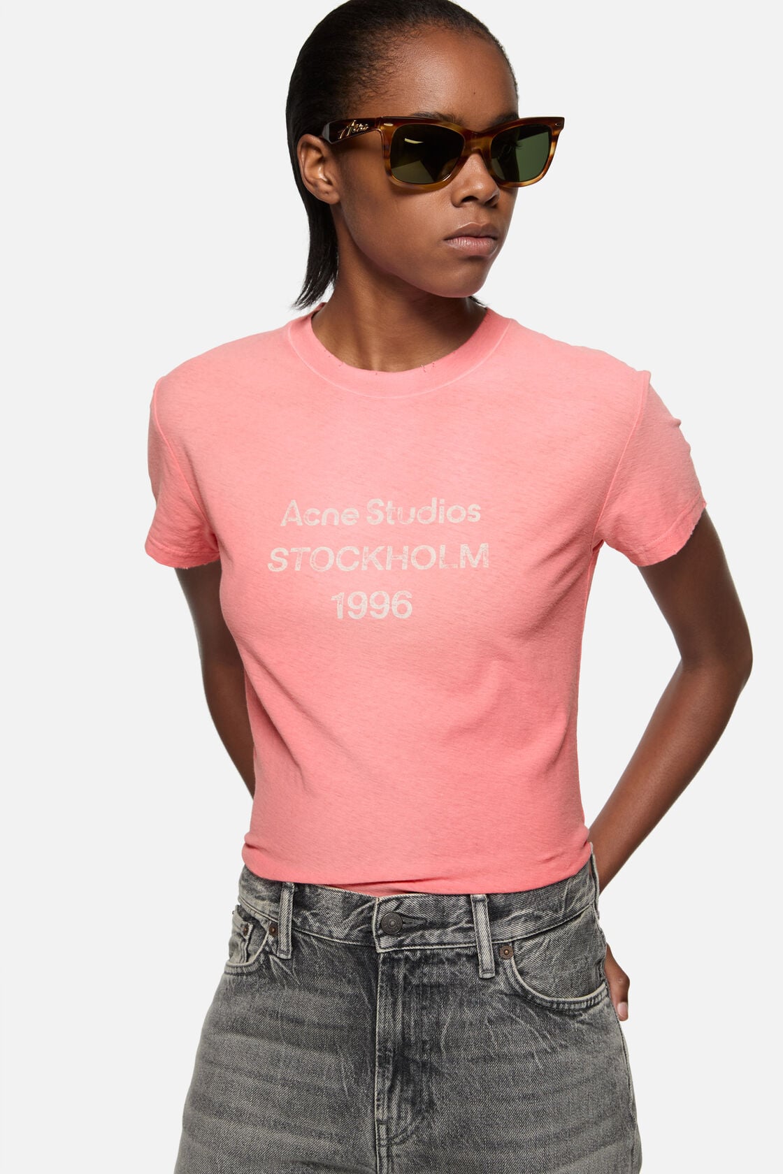 Fitted logo t-shirt - Tango pink
