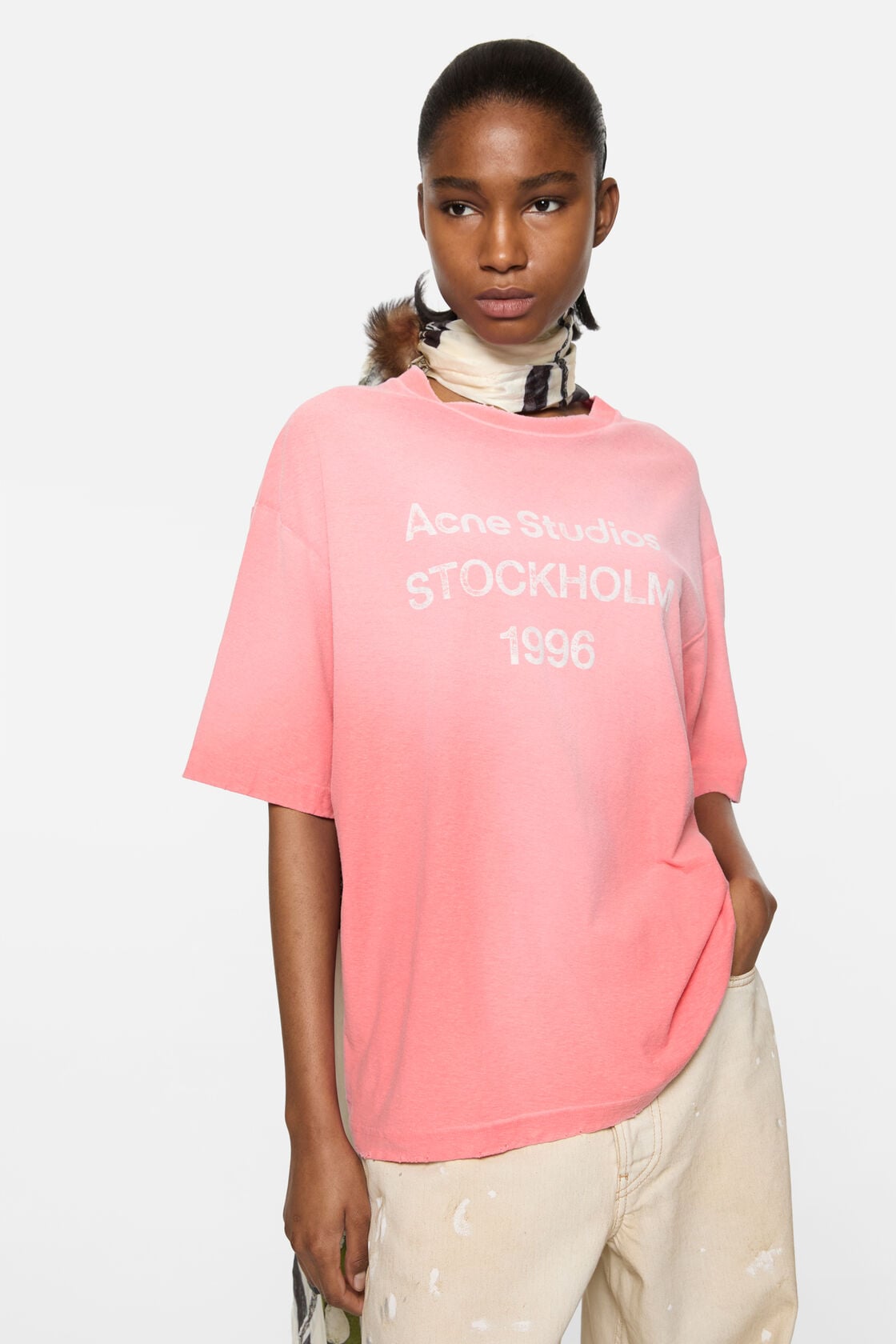 Sprayed logo t-shirt - Tango pink