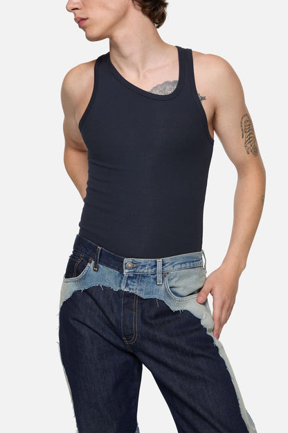 Asymmetrical Tank Top - Mid blue