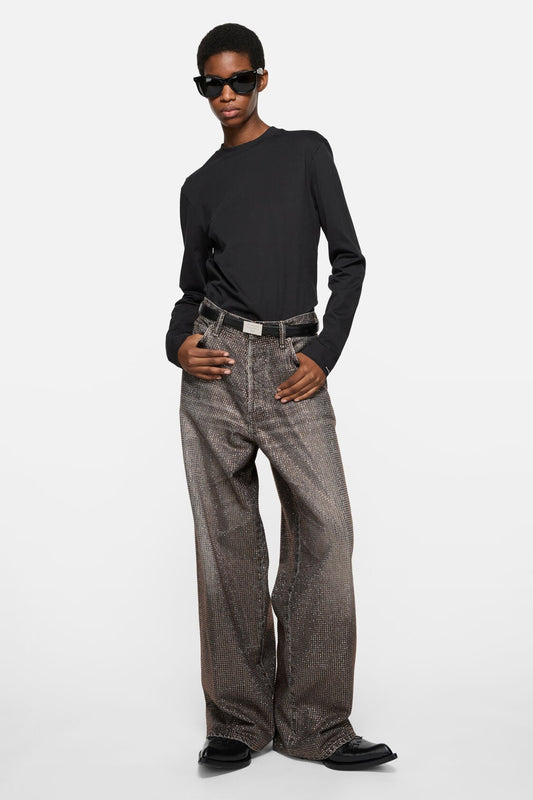 Satin label t-shirt - regular - Black