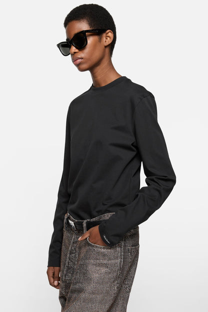 Satin label t-shirt - regular - Black