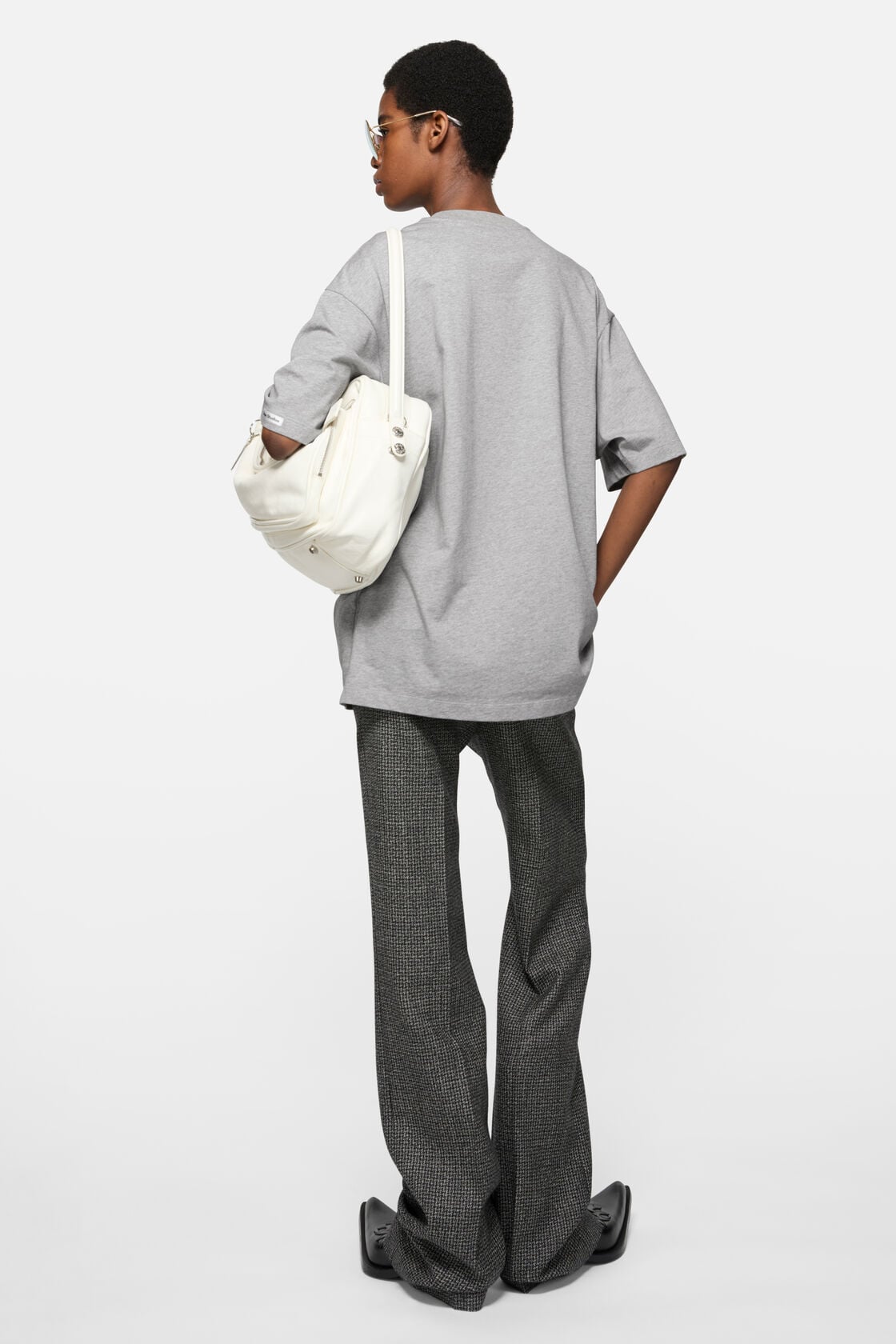 Satin logo t-shirt - relaxed - Grey Melange