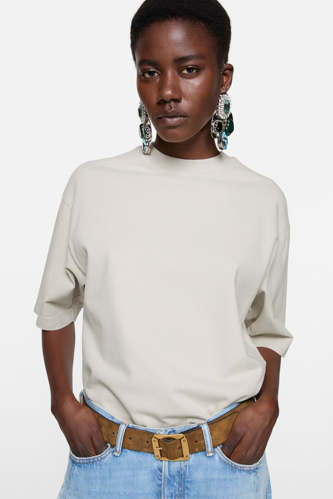 Rubber logo t-shirt - Light taupe
