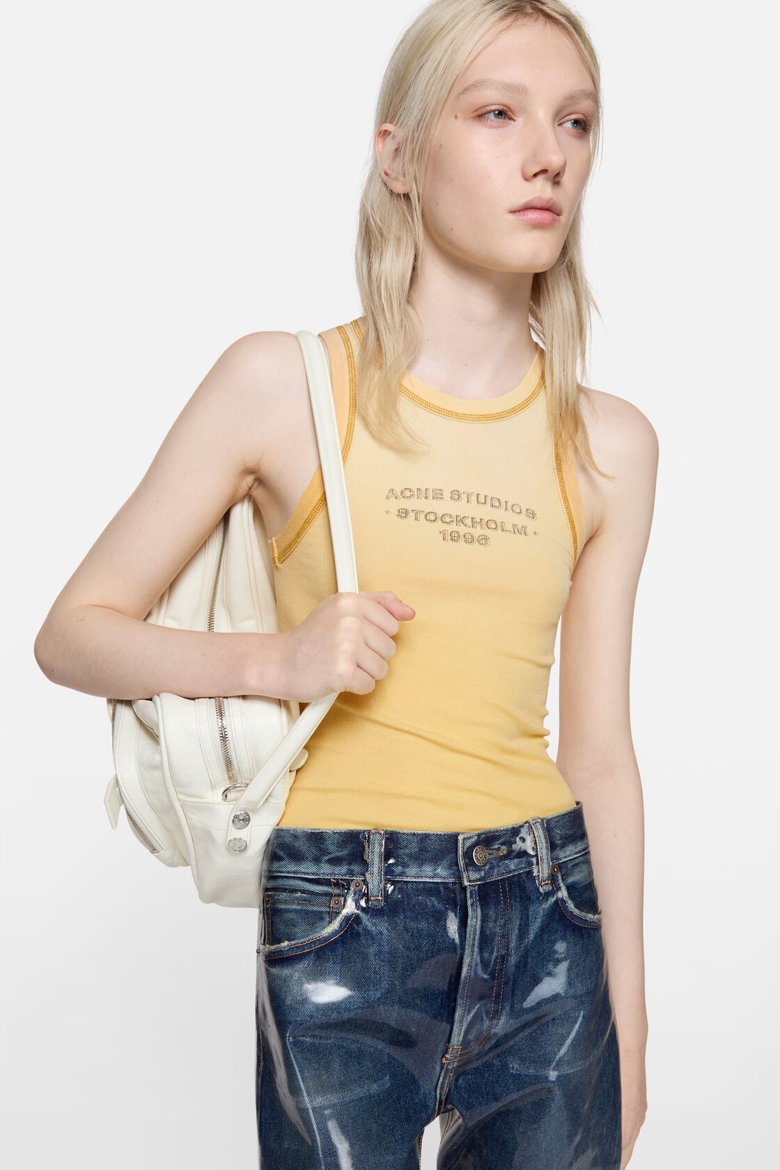 Sprayed logo tank top - Light yellow