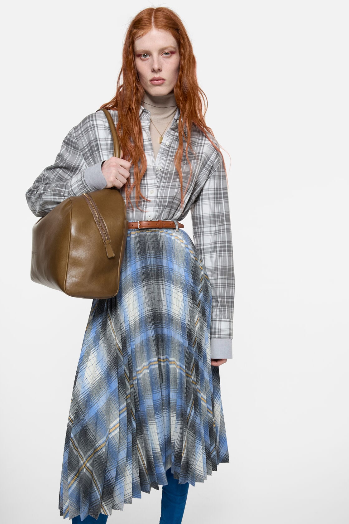 Layered flannel shirt - Black/white