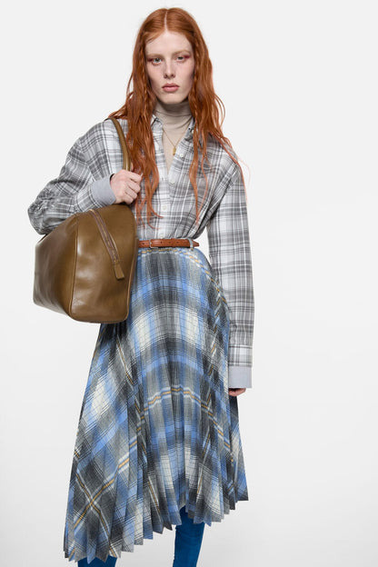 Layered flannel shirt - Black/white