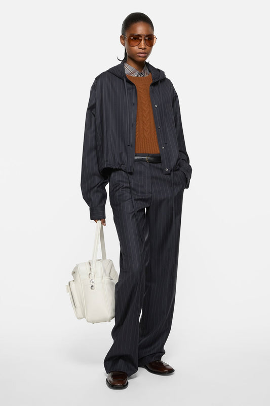 Button-up wool overshirt - Navy blue