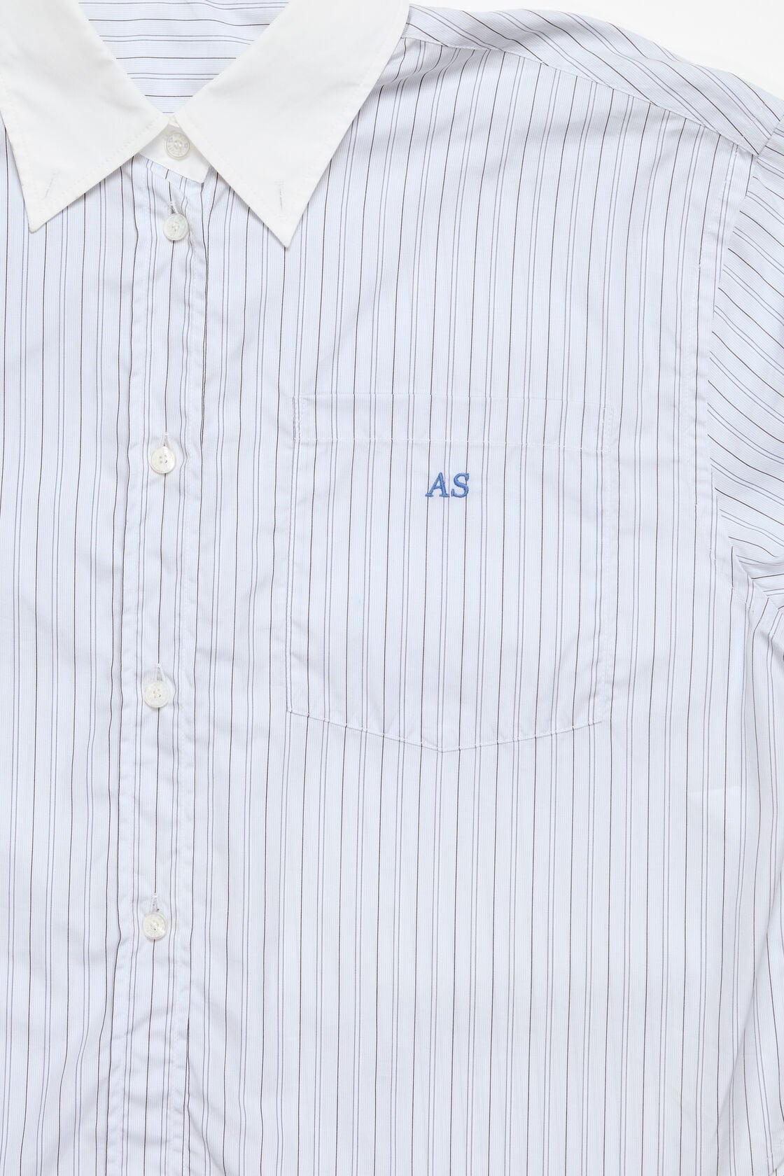 Pinstripe button-up shirt - White/blue