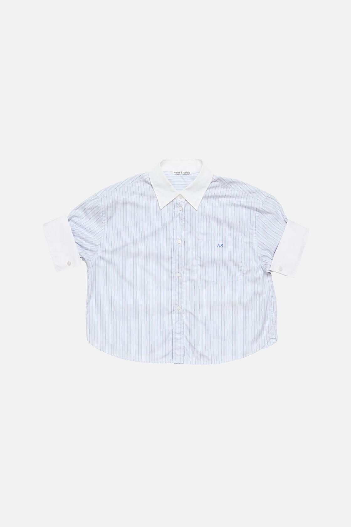 Pinstripe button-up shirt - White/blue