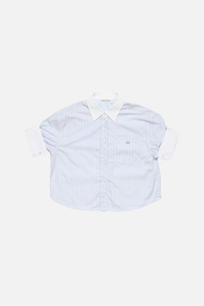 Pinstripe button-up shirt - White/blue