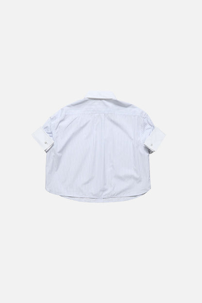 Pinstripe button-up shirt - White/blue