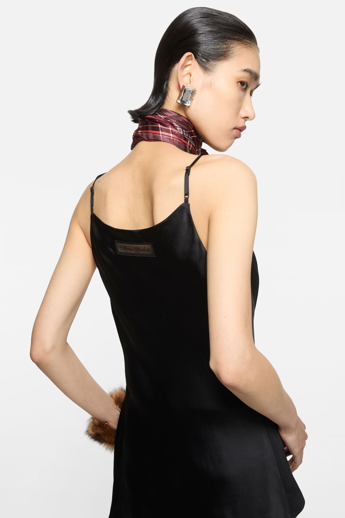 Shiny satin tank top - Black