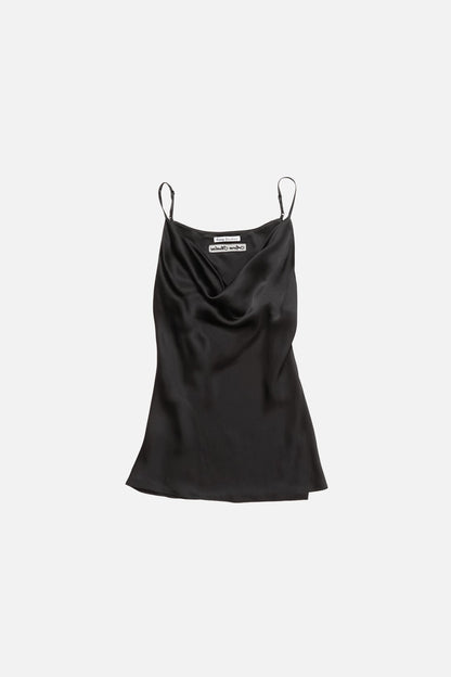 Shiny satin tank top - Black