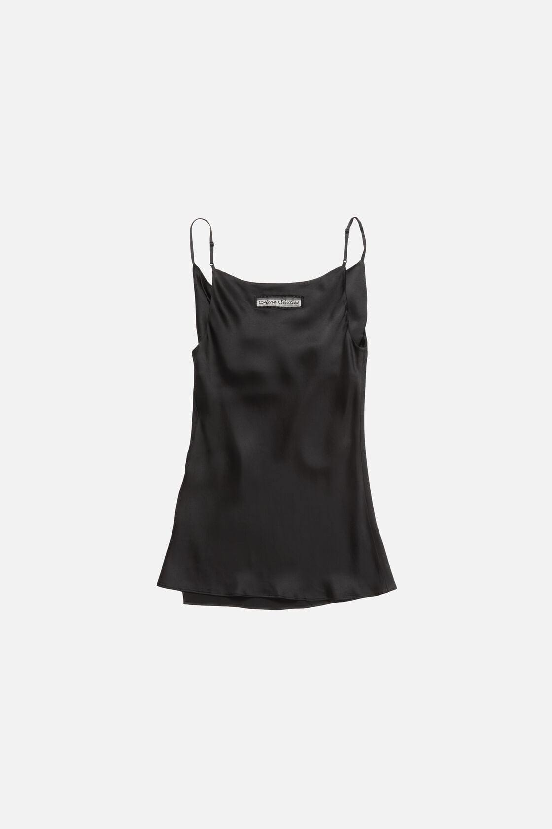 Shiny satin tank top - Black
