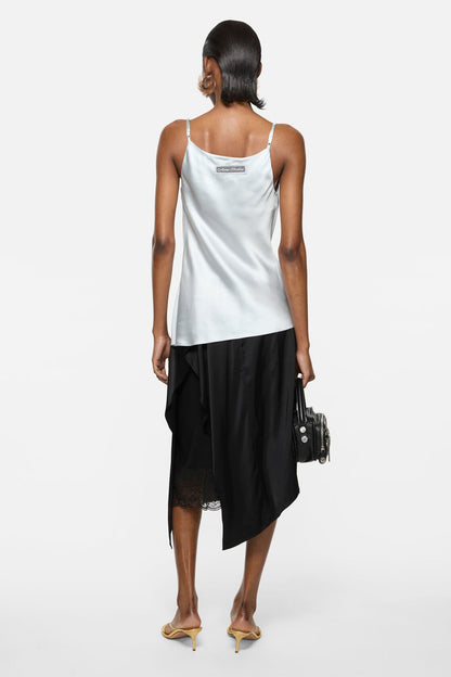 Shiny satin tank top - Ice blue