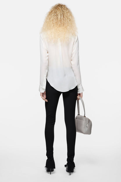 Silk cowl‑neck blouse - White