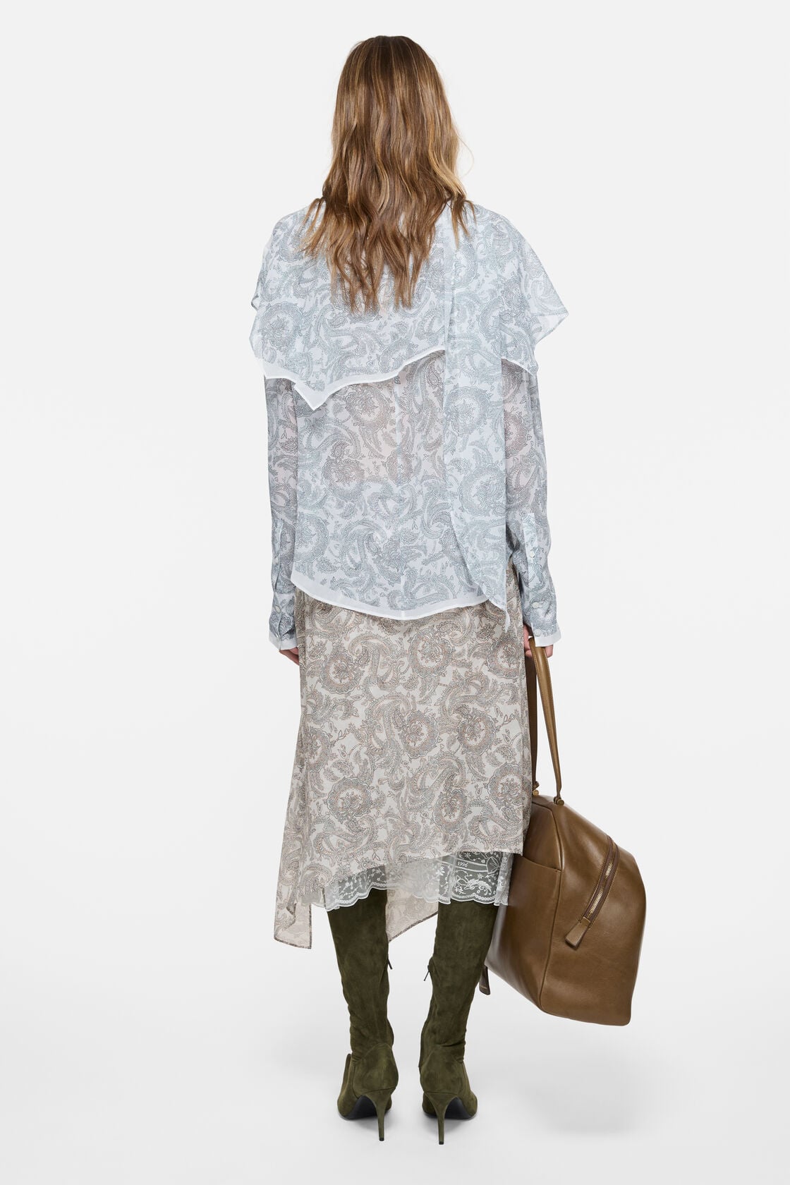 Silk paisley blouse - Light blue/beige