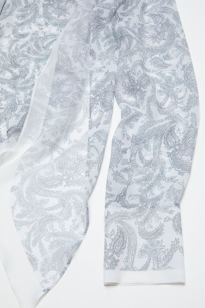 Silk paisley blouse - Light blue/beige